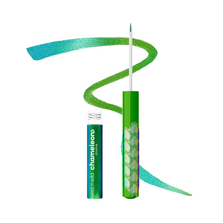 Folyékony szemhéjtus, Wet N Wild, Chameleon Chrome Liquid Eyeliner, Astro Pulse, multikróm hatás, színváltó tükröződések, tükörfény, fémes felület, hosszan tartó szín, precíziós applikátor, vegán formula