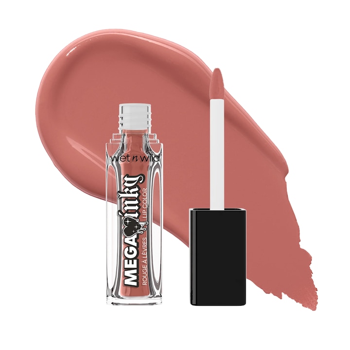 Folyékony tartós rúzs, Wet N Wild, Mega Inky, Bare Intentions, matt felület, akár 16 órás tartósság, magas pigmentáció, teljes fedés, krémes textúra, elkenődésálló
