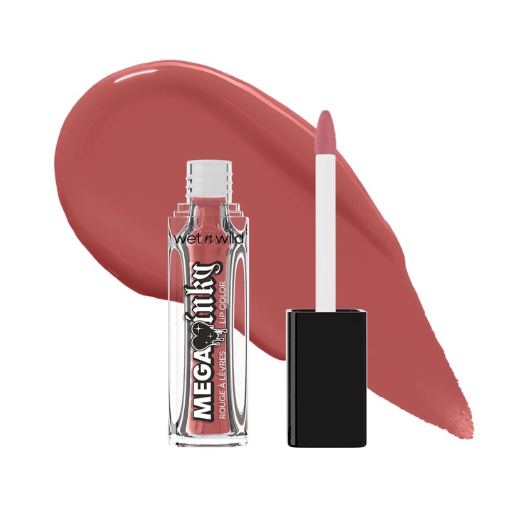 Folyékony tartós rúzs, Wet N Wild, Mega Inky, Desert Crush, matt felület, akár 16 órás tartósság, magas pigmentáció, teljes fedés, krémes textúra, elkenődésálló
