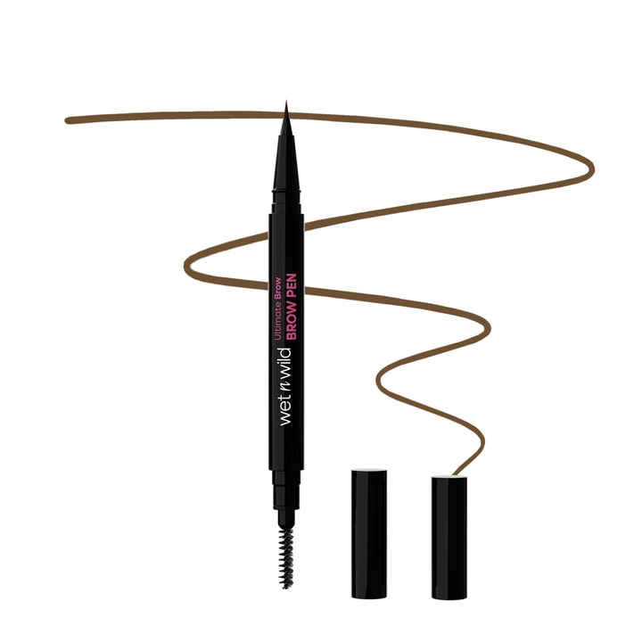 Vízálló folyékony szemöldökceruza, Wet N Wild, Ultimate Brow, Medium Brown, microblading hatás, akár 16 órás tartósság, ultrafinom ecset típusú applikátor, beépített spoolie kefe, vegán formula