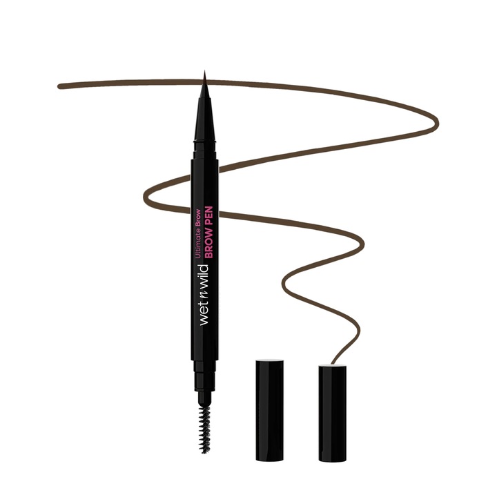 Vízálló folyékony szemöldökceruza, Wet N Wild, Ultimate Brow, Dark Brown, mikroblading hatás, akár 16 órás tartósság, ultrafinom ecset típusú applikátor, beépített spoolie kefe, vegán formula