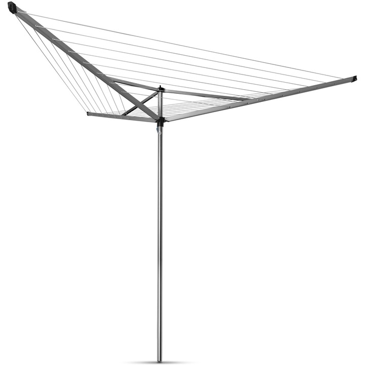 Brabantia Rotary Essential kerti ruhaszárító állvány 30m, 3 ágú, UV-álló, D=35mm, betonalapba rögzítendő műanyag konzollal, metál szürke - 310645