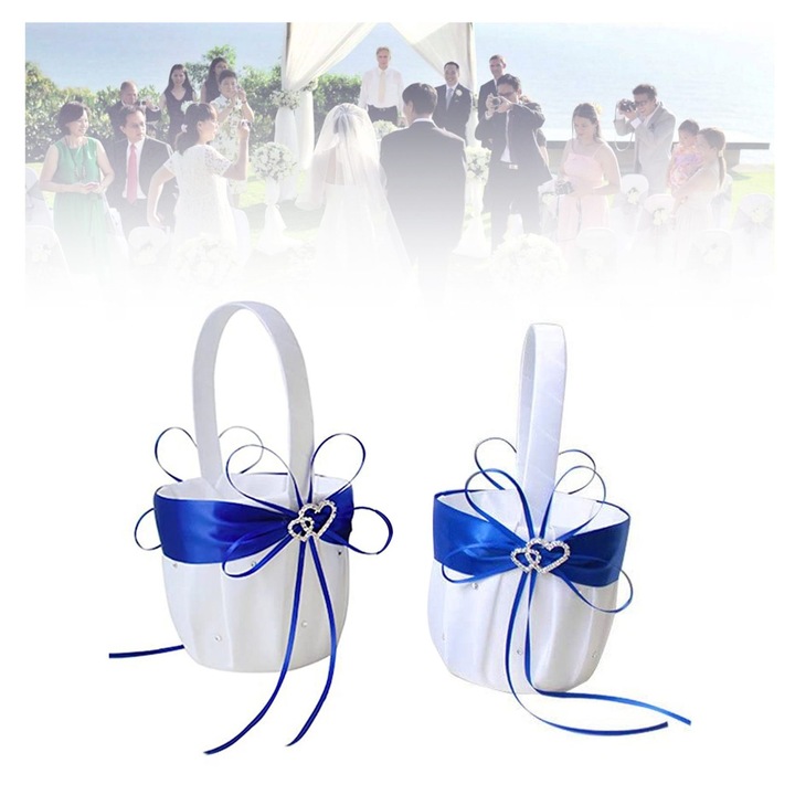 Elegáns csipkés virágkosár masnival 13x13x22cm fehér