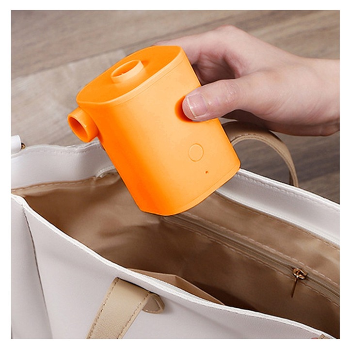 USB újratölthető elektromos légpumpa, 5 fúvóka, hordozható, 8.2x7.1x6.4cm