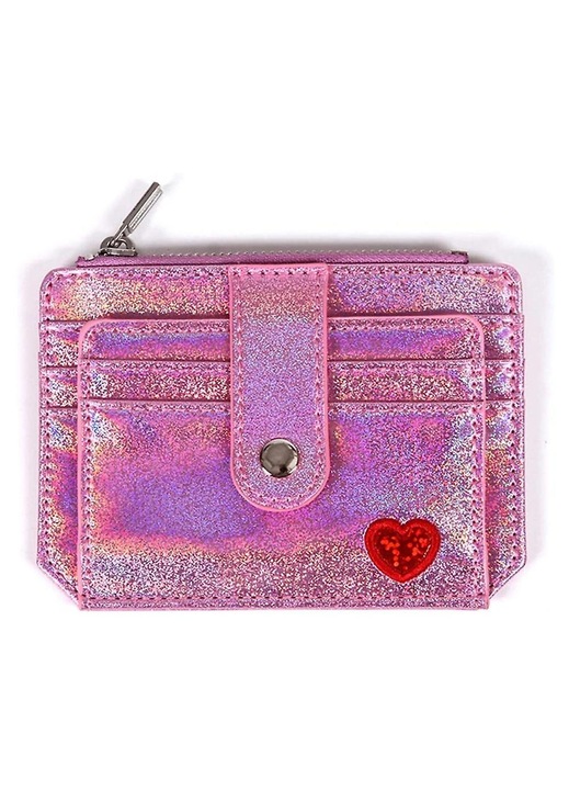 Portofel dama mic, piele PU, glitter, multicolor, 10x8cm