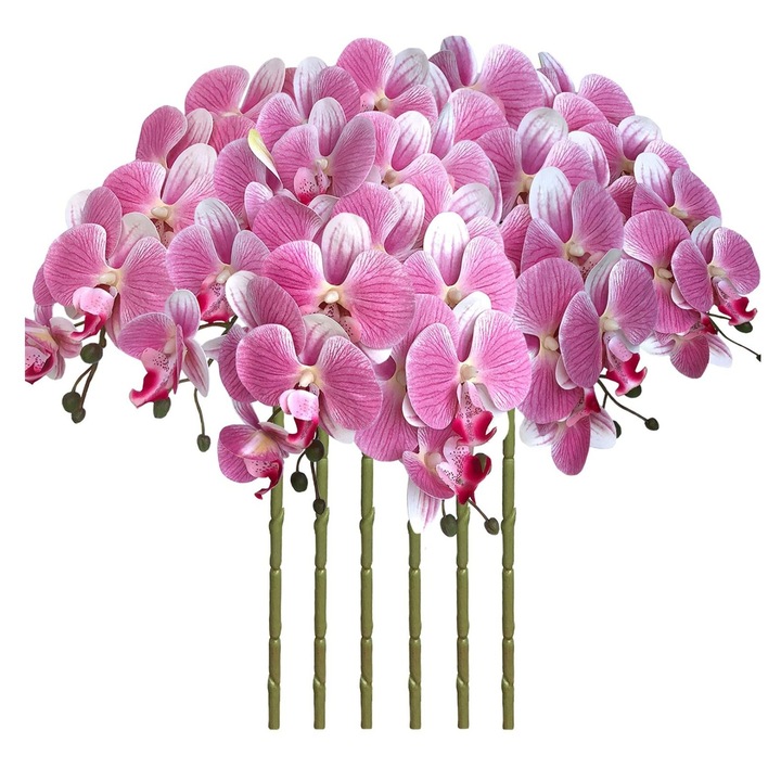 6 db művirág Phalaenopsis orchidea, rózsaszín, 94x10cm