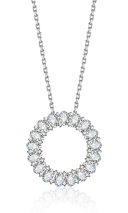 S925 sterling ezüst nyaklánc kulcscsontlánccal, kerek geometriai design, tojás alakú gyémánt nyaklánc