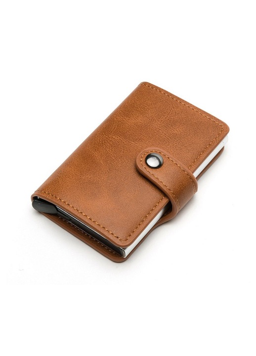 RFID utazótárca PU bőr barna 10.5x6.5x1.5cm