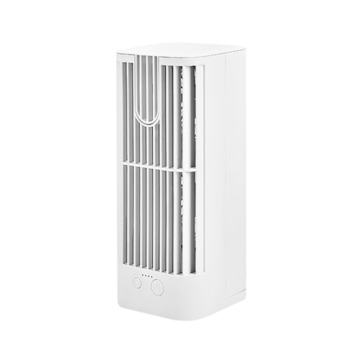 USB hordozható asztali ventilátor, csendes hűtés, fehér, 12x12x20cm