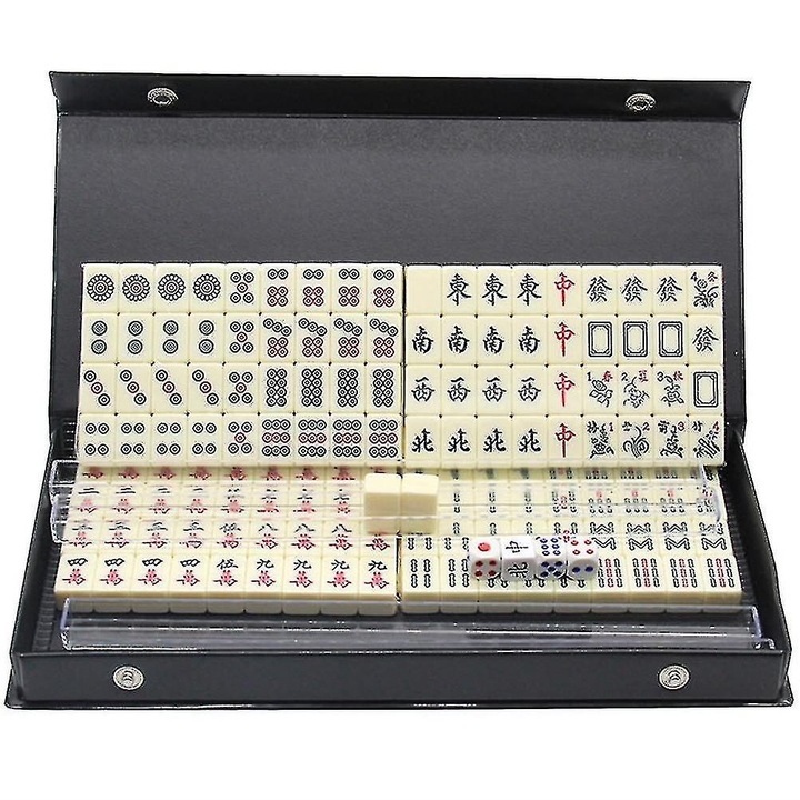 Hordozható mini Mahjong készlet, 144 darab, többszínű, 2x1.35x1.1cm