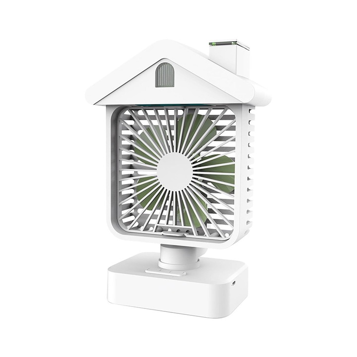 Hordozható asztali ventilátor 3 sebességes párásítóval 150ml fehér 2400mAh