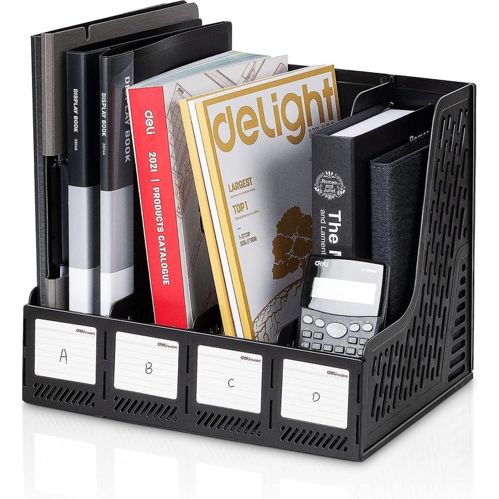 Suport documente vertical, organizator birou, negru, 10x25x30cm