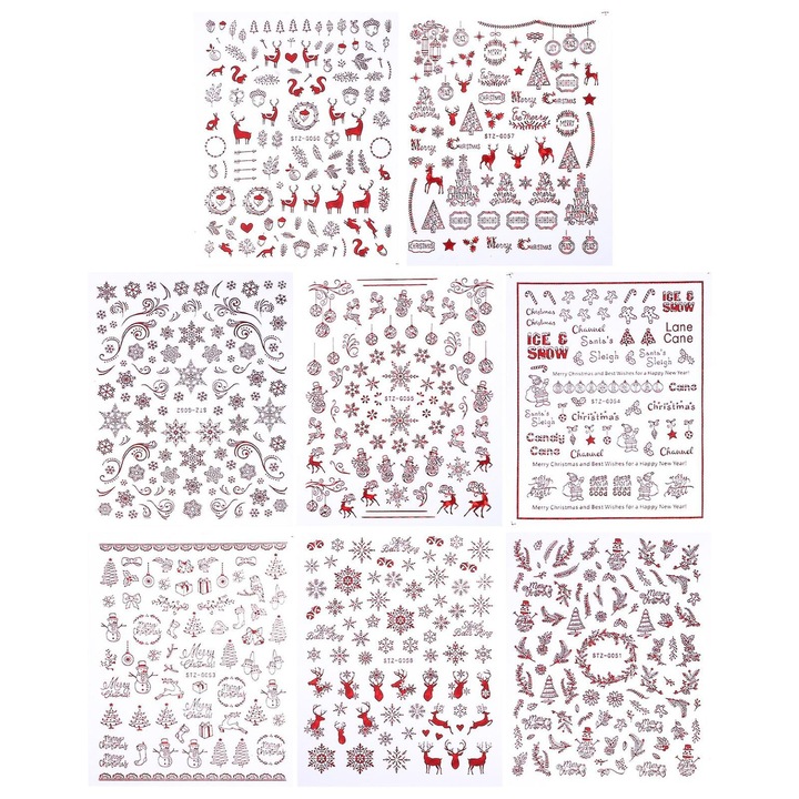 8 db fólia körömmatrica karácsonyi piros 10x8cm