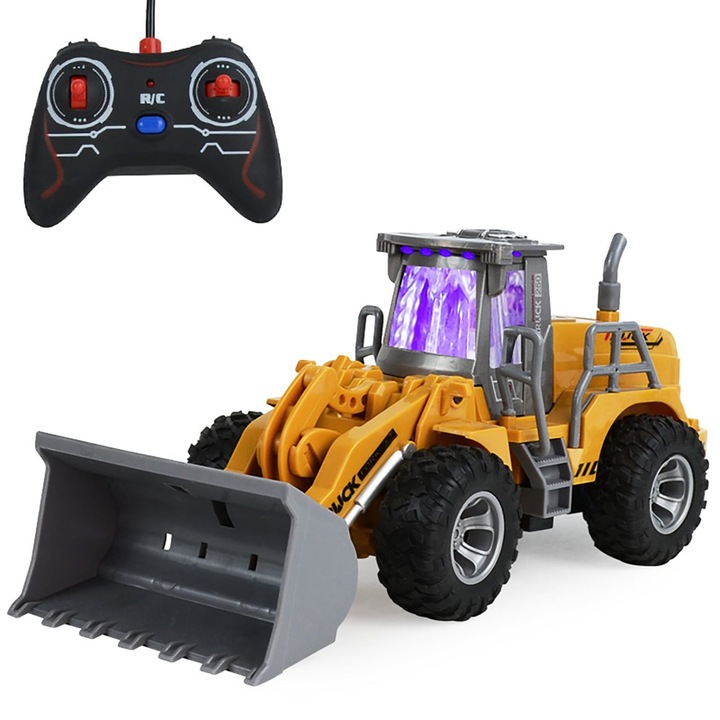 Excavator telecomanda, jucarie constructie, lumina, 37x10.5x12.5cm