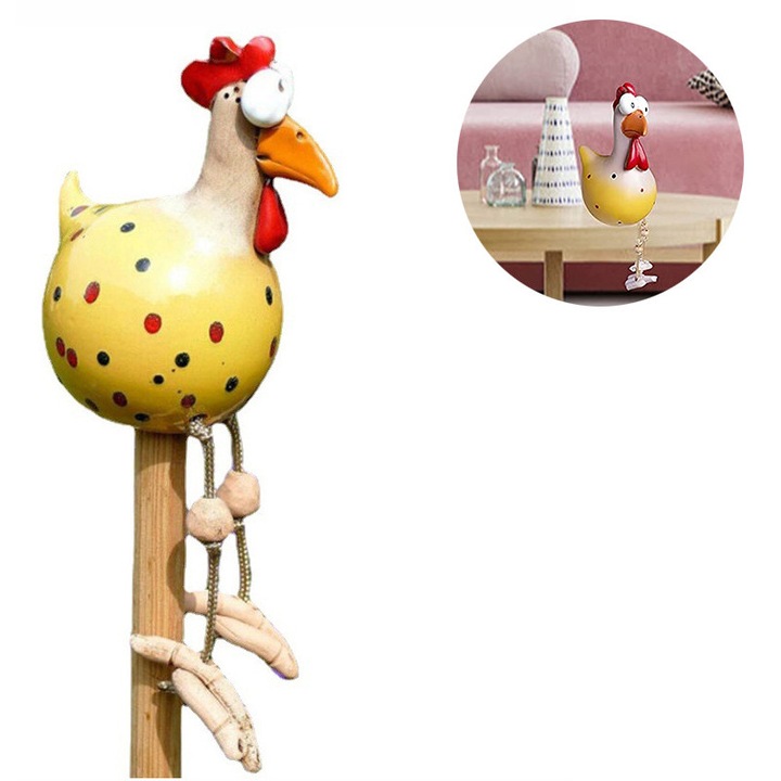 Kerti csibe figura, kézzel készített gyanta állatszobor, kültéri dekoráció kertbe, farmra, erkélyre, irodába, kerámia