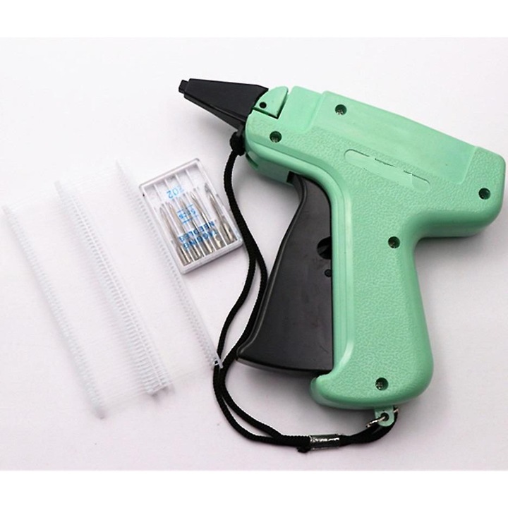 Set pistol etichetare haine cu ace metalice si 1000 agrafe, usor, pentru tesaturi diverse