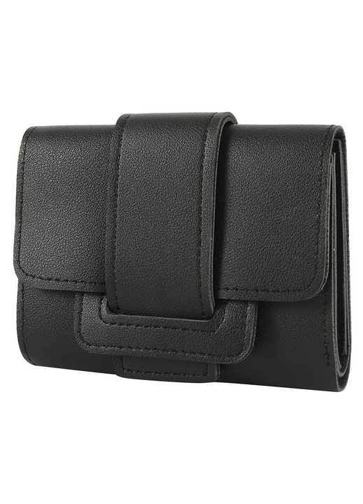 Portofel dama piele PU, mic, simplu, negru, 11.5x9.3x2.6cm