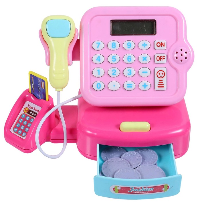 Set casa de marcat copii, plastic, multicolor, 18.5x11.5x7.5cm