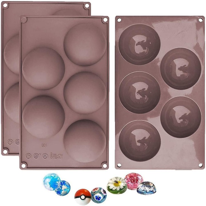 Forma silicon rotunda 5 cavitati, 26.5x16.5x3cm, albastru
