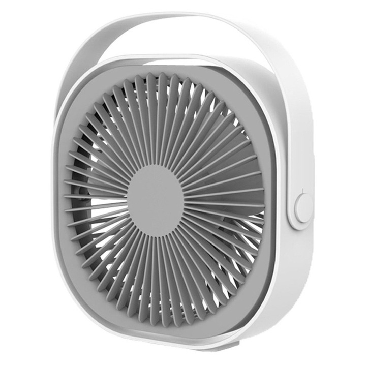 Mini hordozható ventilátor, 3 sebességfokozat, USB, fehér, 20x19x6.5cm