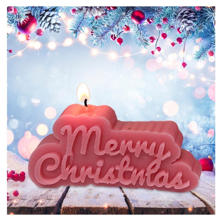 Forma silicon Craciun, litere Merry Christmas, transparenta, 10x10cm