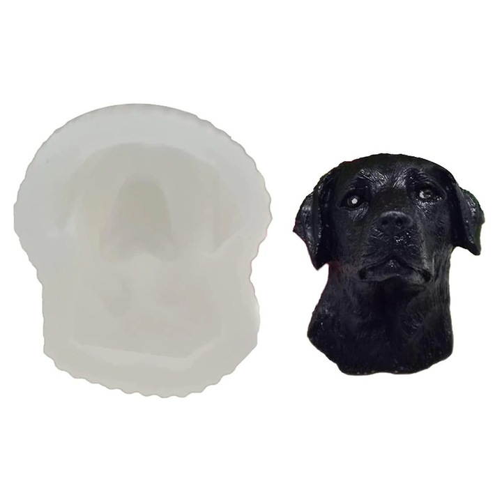 Forma silicon caine Labrador 3D pentru copt si decor, negru, 10x8x4cm