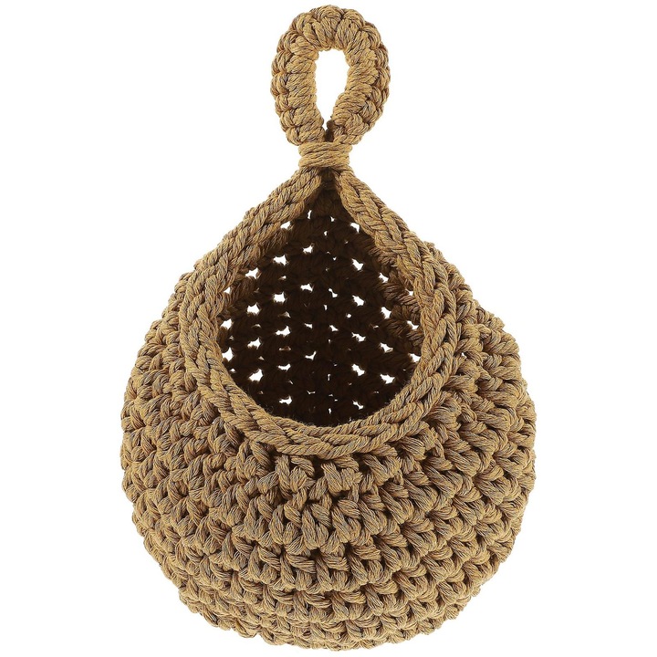 Cos suspendat din sfoara de bumbac, 26x18x1cm, kaki