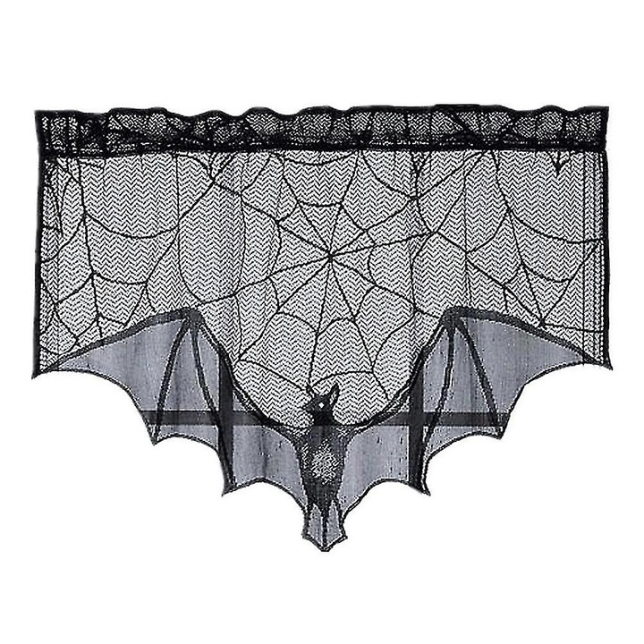 Halloween asztalterítő, fekete csipke, 91x58cm