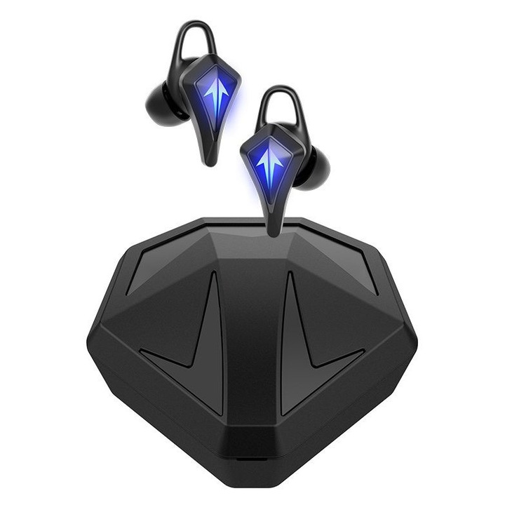 Vezeték nélküli gaming fejhallgató, vízálló, Bluetooth 5.0, fekete, 12mm, 4-5 óra üzemidő