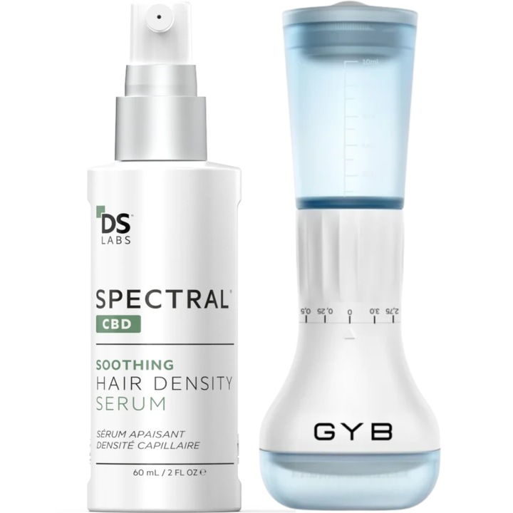 Szérum Nanoxidil 5%-kal Hajhullás Ellen + Derma Stamp GYB, Fejlett Kezelés a Haj Sűrűségének és Volumének Növelésére, Fejbőr Nyugtatására és a Sebum Csökkentésére, Nem Zsíros Formula Nanoszómás Rendszerrel, 60 ml