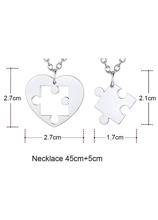 Puzzle medálos nyaklánc rozsdamentes acélból pároknak