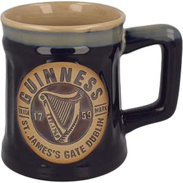 Guinness kerámia bögre, címke, fekete, 350ml