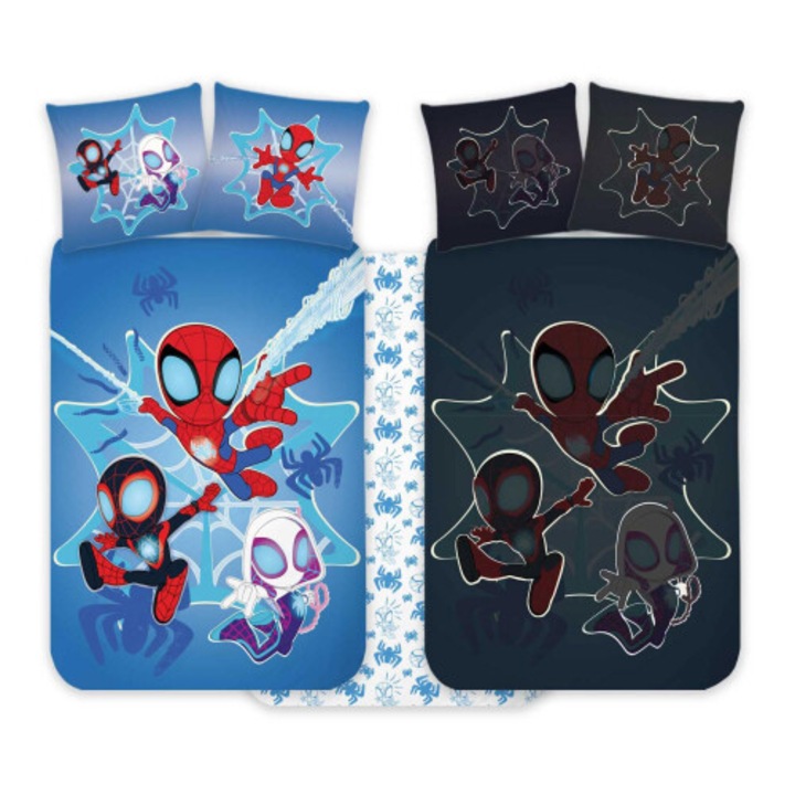 Set lenjerie patut Spiderman 100x135cm multicolor 40x60cm