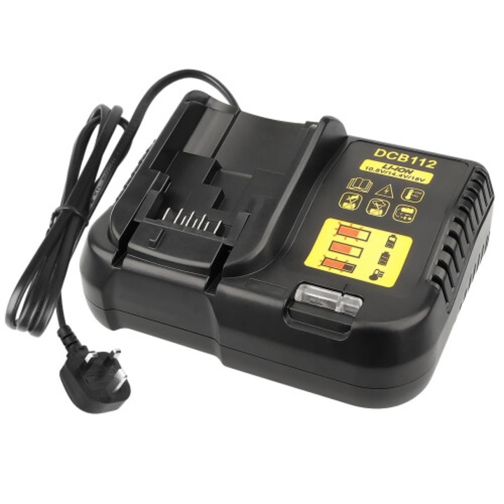 Incarcator rapid 3A pentru baterii 12V/18V Dewalt, compatibil, negru