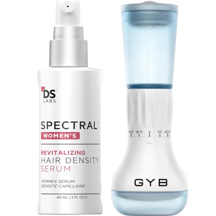 Spectral Női Szérum hajhullás ellen Nanoxidil 5% + Derma Stamp GYB, Fejlett hajhullás elleni kezelés nőknek, Hajsűrűség növelése, Sűrűség, vastagság és volumen növelése, Vízbázisú formula aminosavakkal, niacinamiddal és őssejtekkel