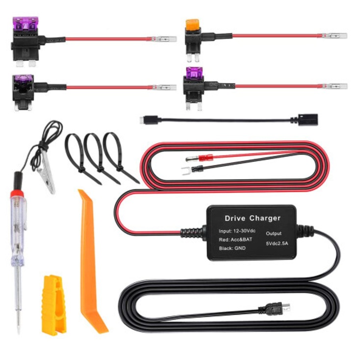 Kit cablu alimentare pentru camera auto Gobesty