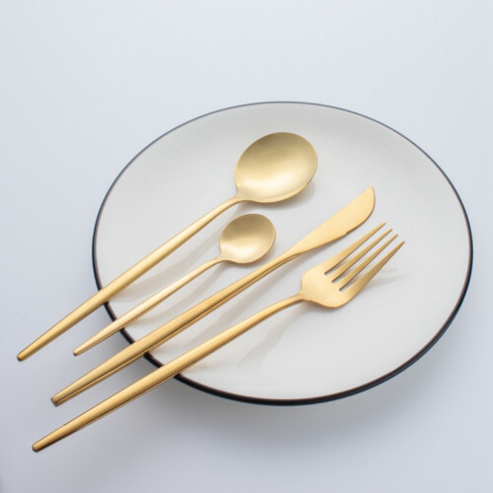 Set tacamuri 24 piese inox auriu