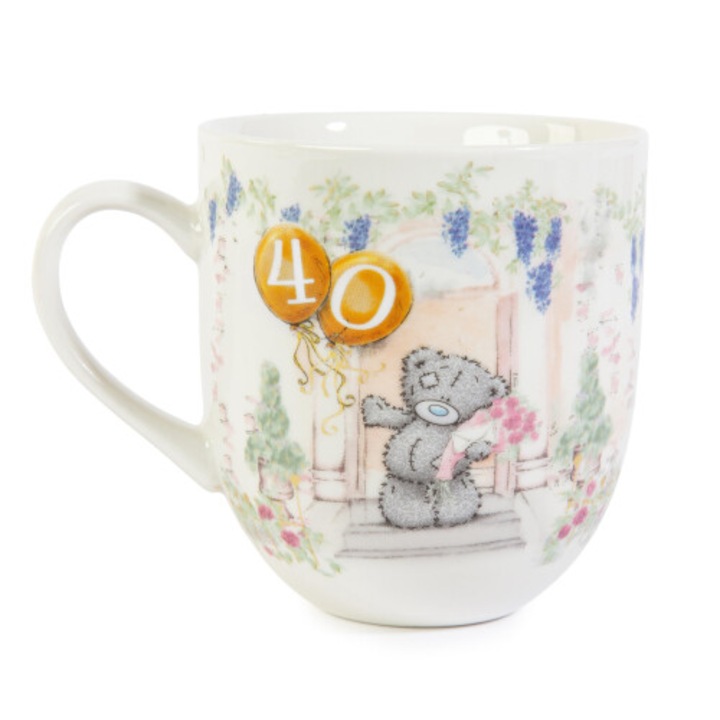 Cana portelan fin, Tatty Teddy, cadou 40 ani, alb, 350ml