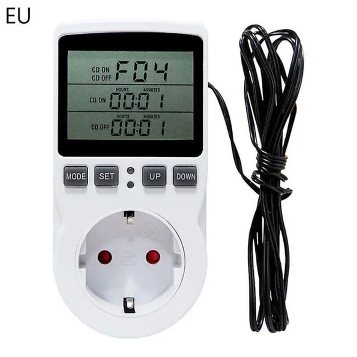 Digitális termosztát hőmérsékletérzékelővel és időzítővel, 16A, fehér, 110V-230V