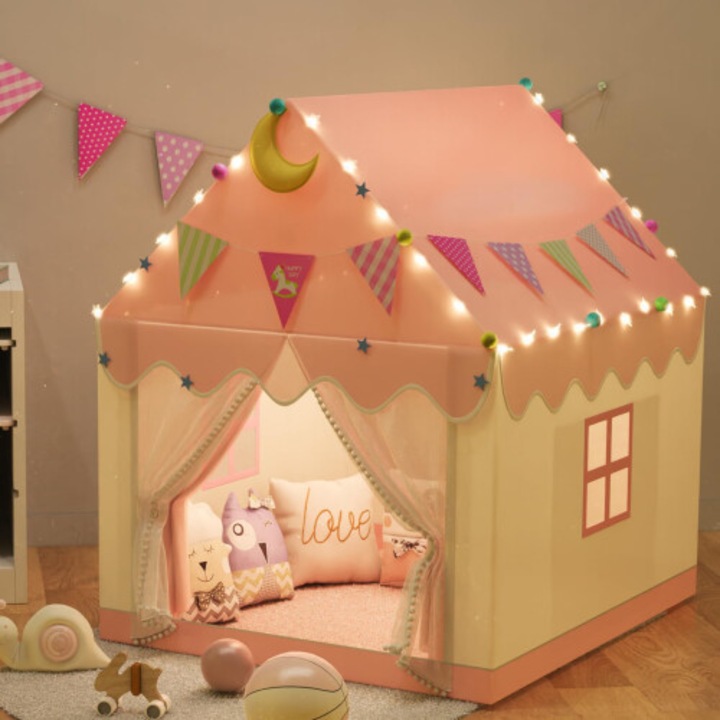 Cort de joaca copii 2 in 1 cu lumini stea multicolor mare interior exterior