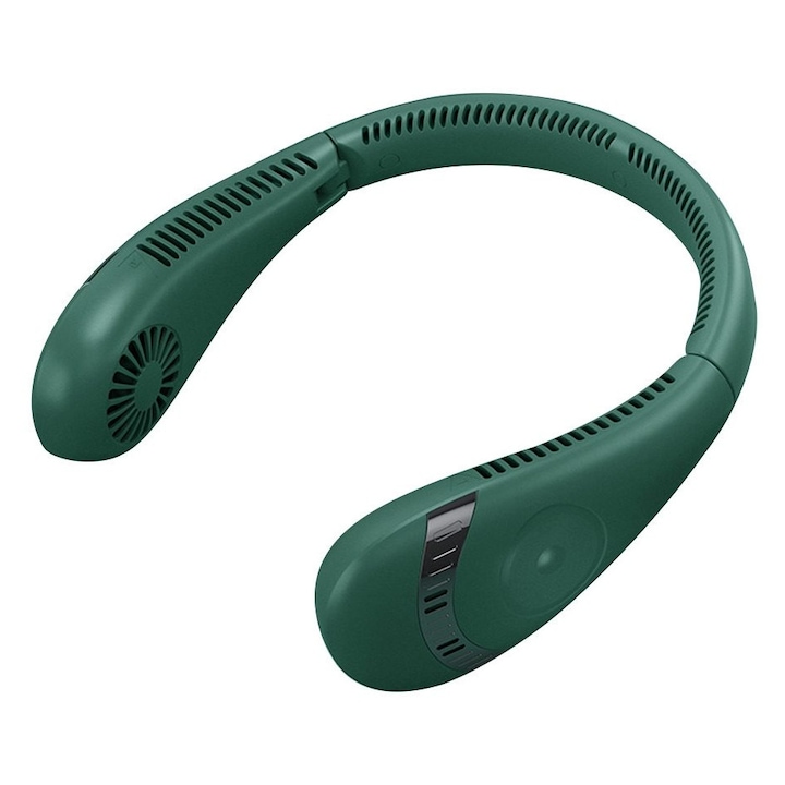 USB összecsukható hordozható ventilátor, lapát nélküli, zöld, 20.8x20.6x6.2cm