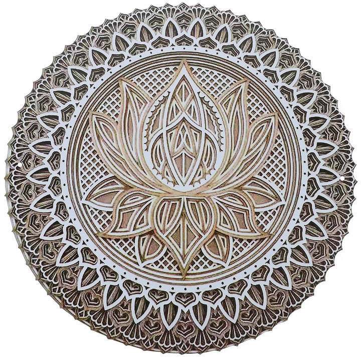 Fém fali dekoráció, kerek mandala, 30x30x1cm, többszínű
