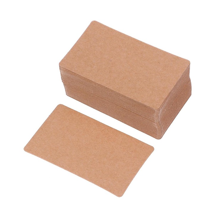 Set 100 cartonase mesaje, kraft, 10x15cm