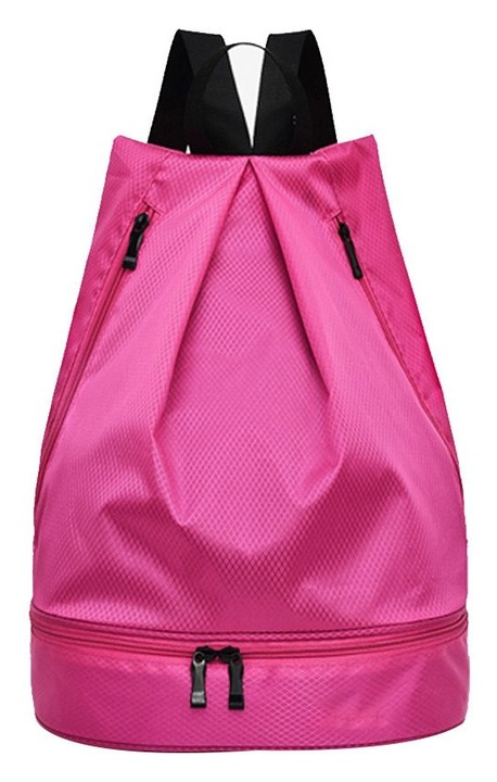 Rucsac sport impermeabil cu compartiment pentru incaltaminte, roz rosu 40x31x20cm