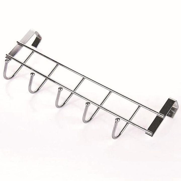 Cuier usa, 6 carlige glisante, alb, 25x9x2cm