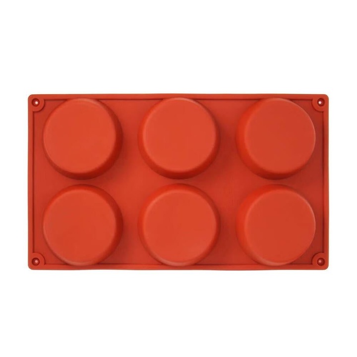 Forma silicon rotunda pentru prajituri 6 cavitati 8x8cm neaderenta
