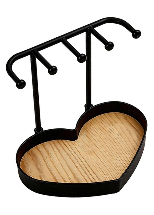 Cutie depozitare bijuterii, lemn solid, negru, 21x20x19cm