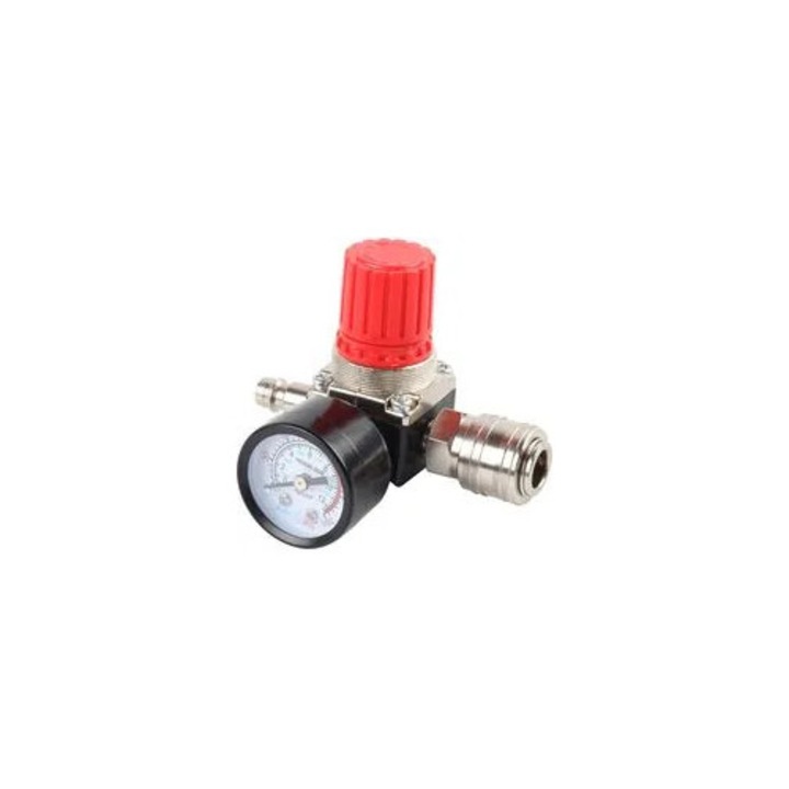 Supapa reglare presiune compresor aer 4 gauri, plastic-aluminiu, 1/4 inch