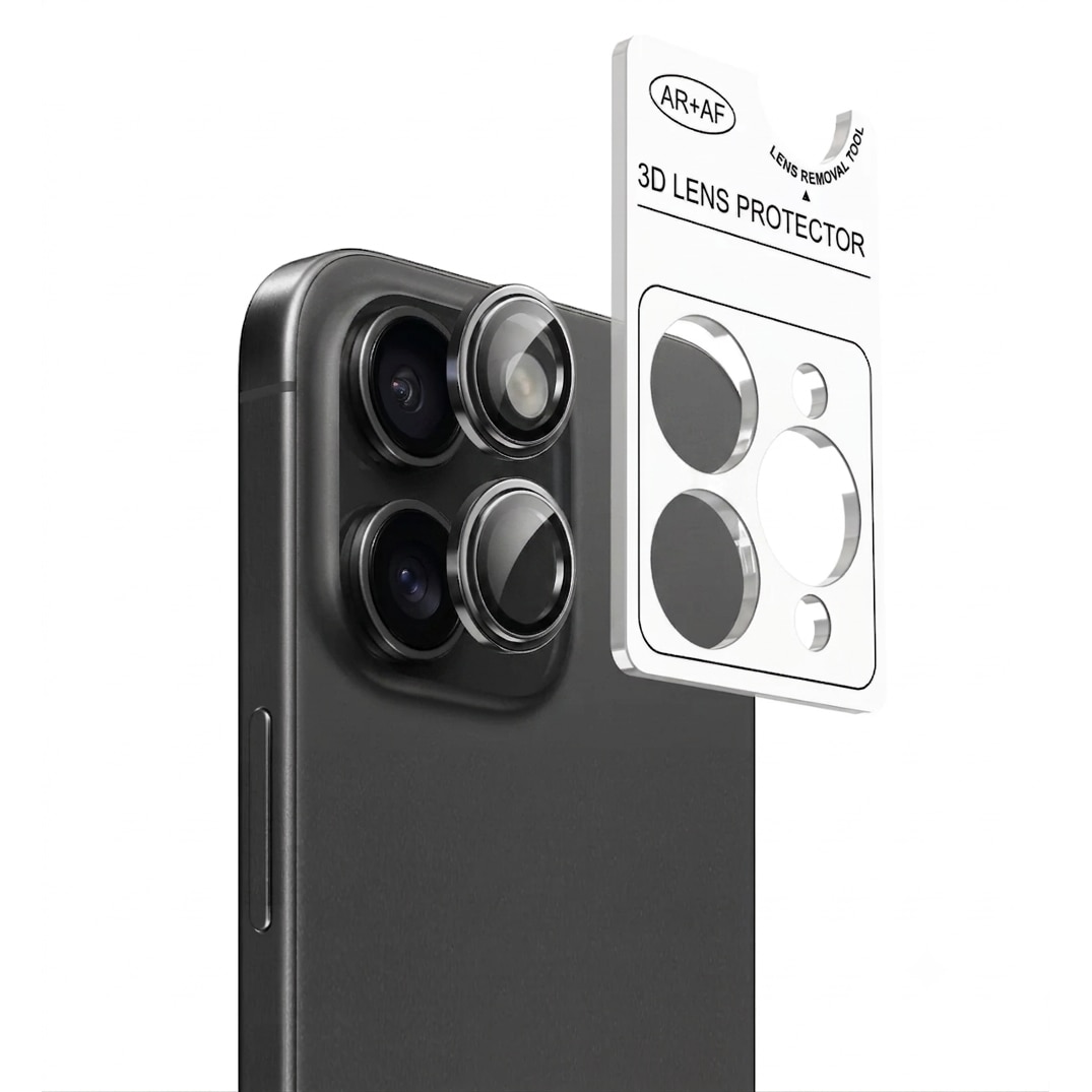 Folie Camera Tradebit pentru iPhone 15 / iPhone 15 Plus, sticla securizata lentila obiectiv, aplicator inclus, transparent