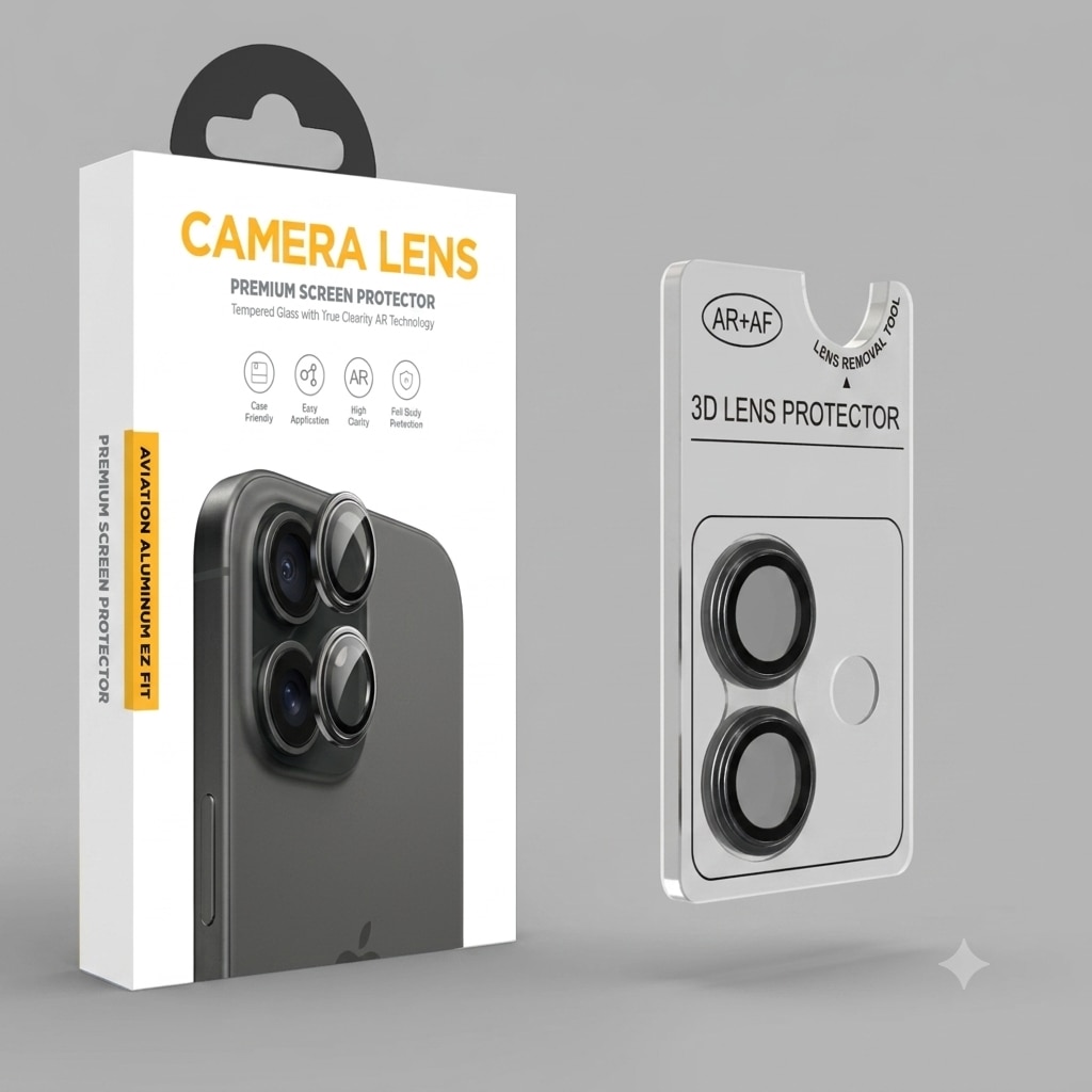 Folie Camera Tradebit pentru iPhone 15 / iPhone 15 Plus, sticla securizata lentila obiectiv, aplicator inclus, transparent